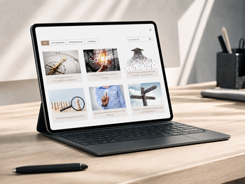 Tablet mit Übersicht verschiedener Kommunikationstrainings und Führungstrainings
